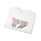 Teacher Floral Crewneck Sweatshirt — Pastel Pencil & Apple Design