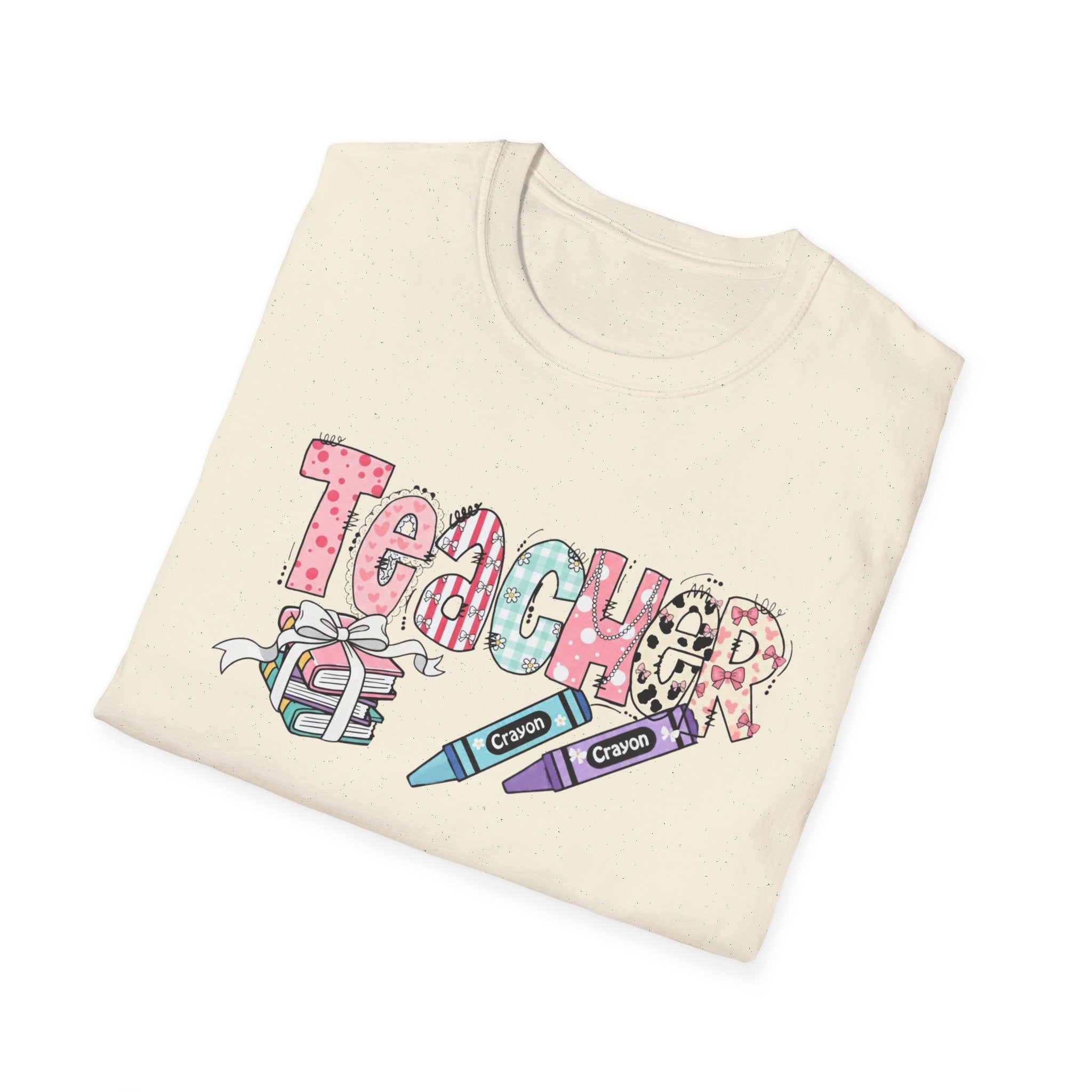 Teacher Crayon Graphic T-Shirt — Cute School Staff Gift