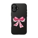 Pink Heart Bow Tough Phone Case — Cute Protective iPhone Cover