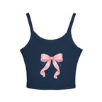 Pink Ribbon Bow Crop Tank Top — Cute Girly Spaghetti Strap Top
