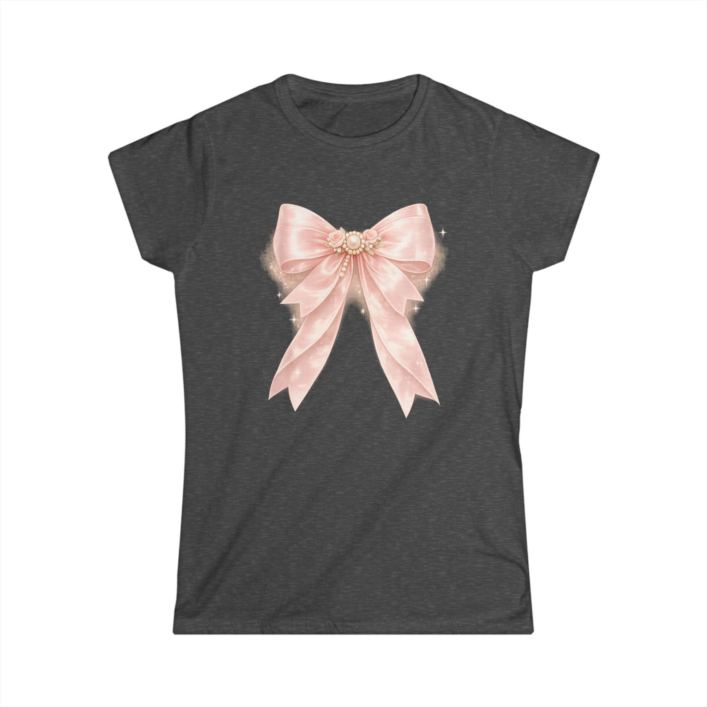 Women's Pink Satin Bow Tee — Elegant Gift Shirt for Brides, Mother's Day & Special Occasions
