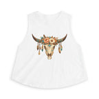 Boho Floral Bull Skull Crop Top — Women's Southwestern Tank