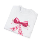 Pink Valentine Bow T-Shirt — Cute Heart Ribbon Graphic Tee