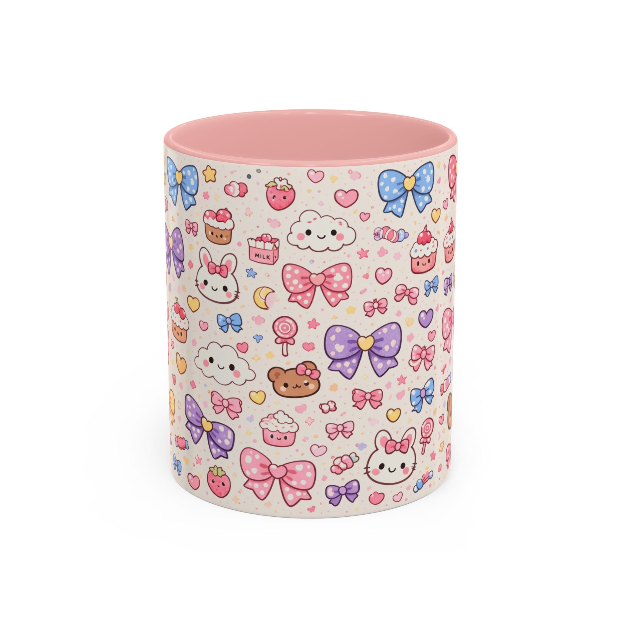 Kawaii Pastel Bows & Sweets Accent Coffee Mug (11/15oz)