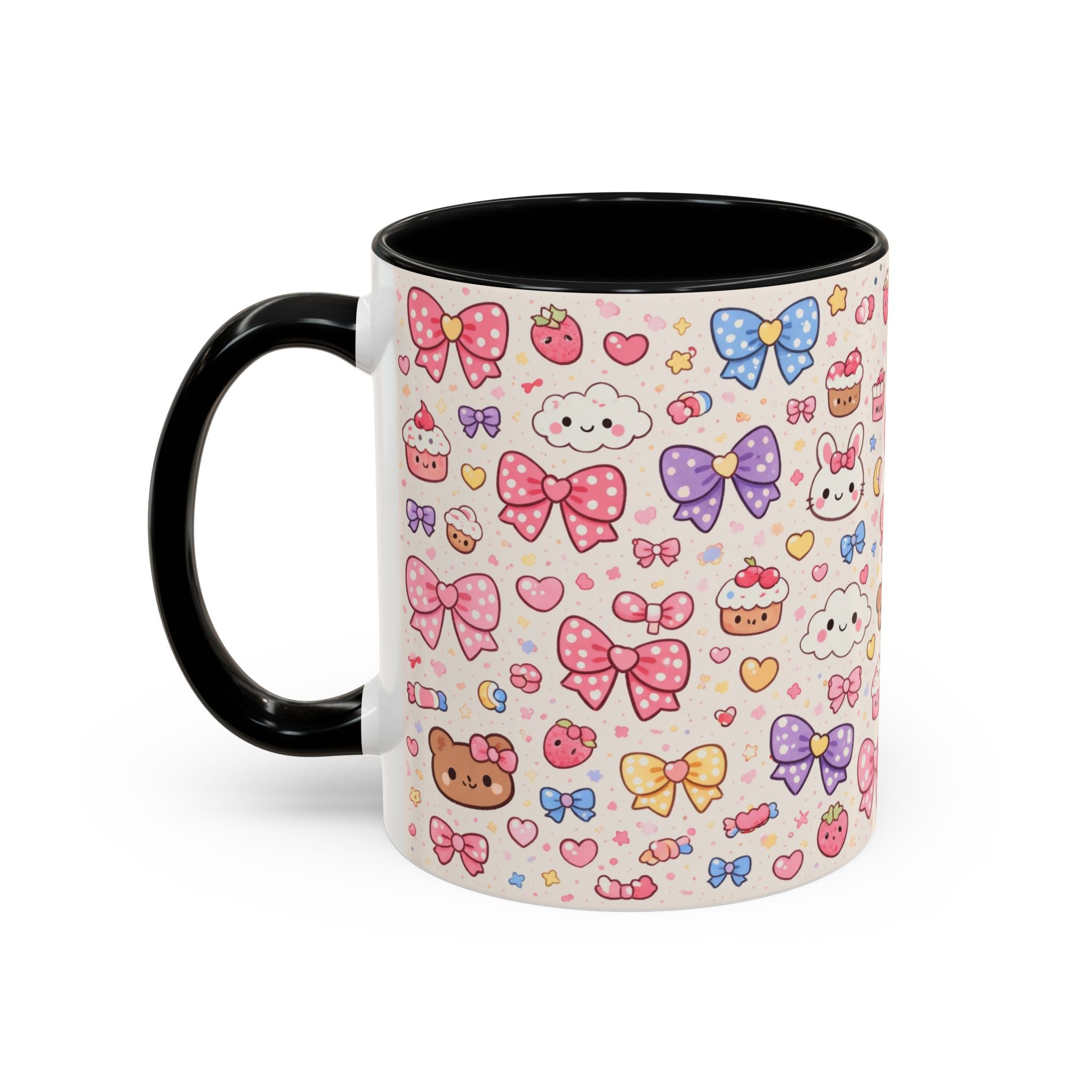 Kawaii Pastel Bows & Sweets Accent Coffee Mug (11/15oz)