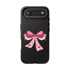 Pink Heart Bow Tough Phone Case — Cute Protective iPhone Cover