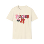 Teacher Valentines T-Shirt — Cute Pink 'Teacher' Design with Books & Bow