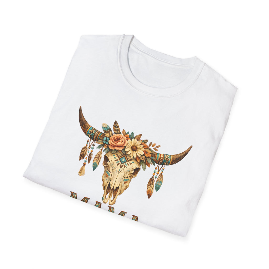 Mama Floral Bull Skull T-Shirt — Boho Western Mother's Day Tee