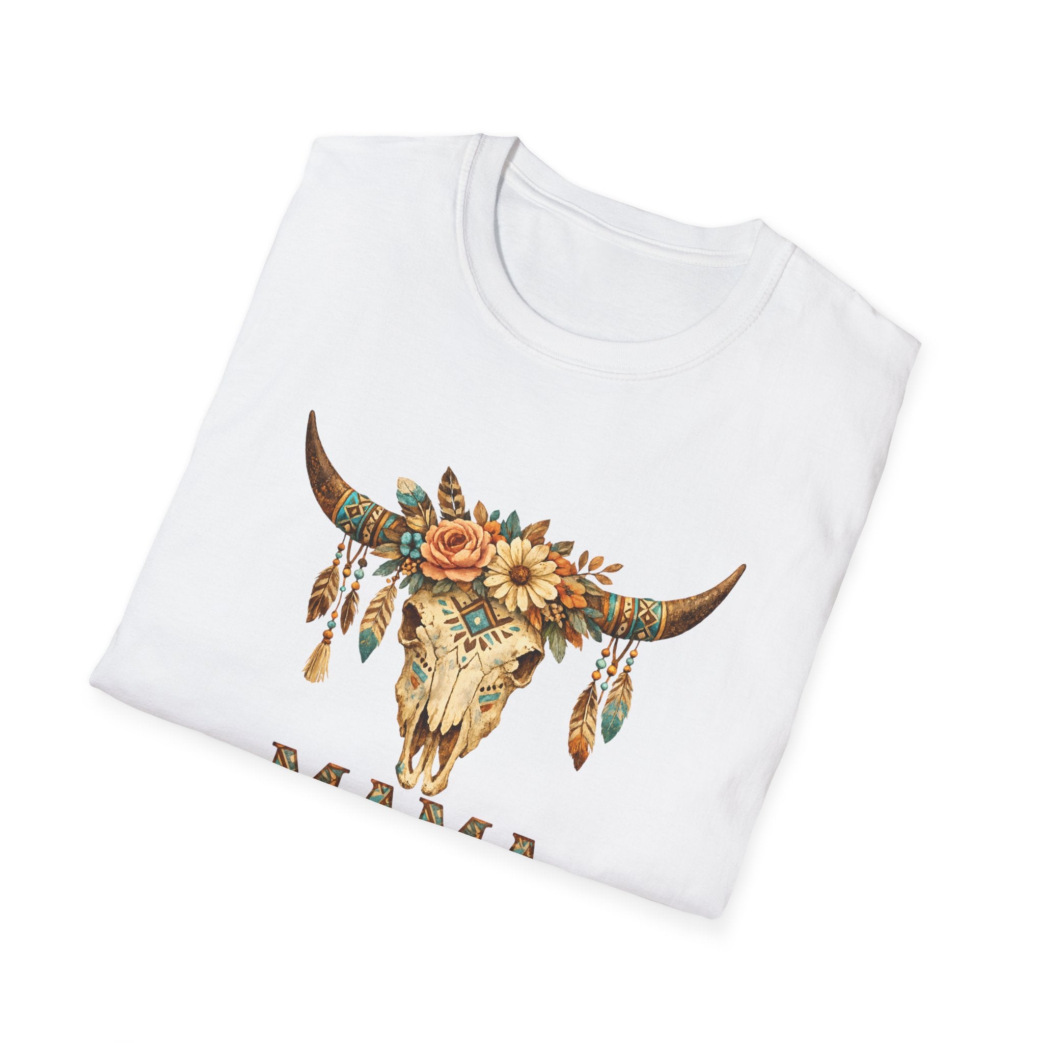 Mama Floral Bull Skull T-Shirt — Boho Western Mother's Day Tee