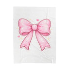 Pink Kawaii Bow Velveteen Plush Blanket — Cute Ribbon Throw for Girls, Gifts, and Cozy Décor