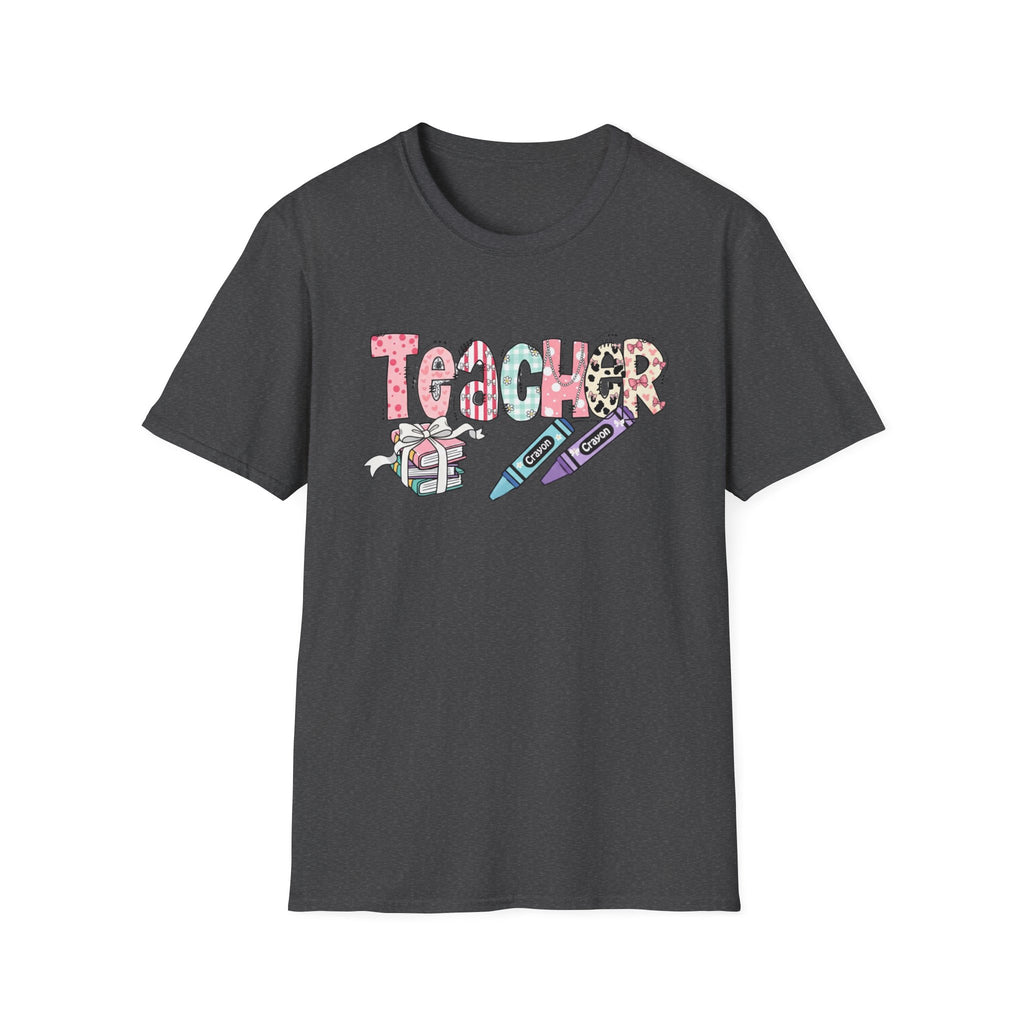 Teacher Crayon Graphic T-Shirt — Cute School Staff Gift