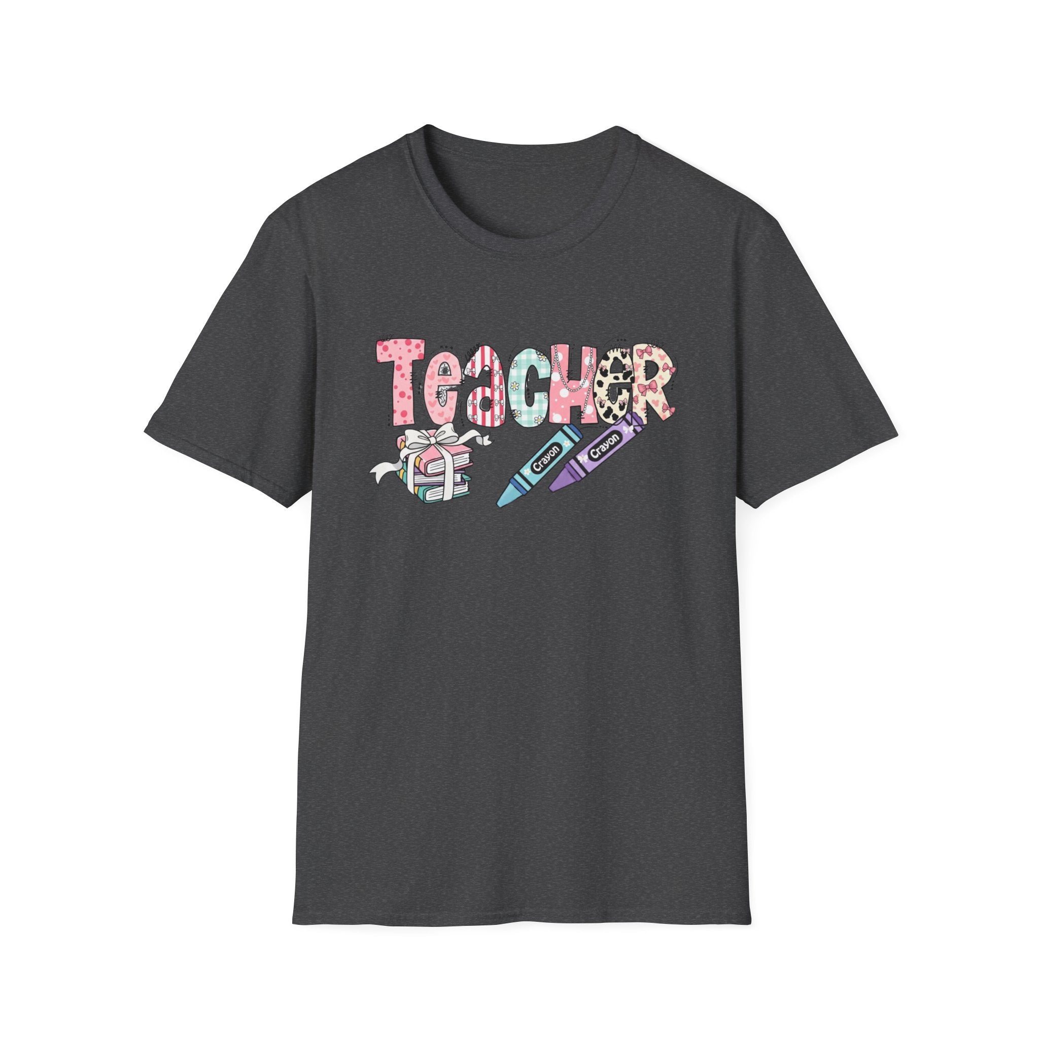 Teacher Crayon Graphic T-Shirt — Cute School Staff Gift
