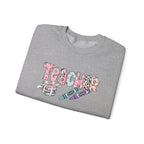 Teacher Floral Crewneck Sweatshirt — Pastel Pencil & Apple Design