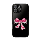 Pink Heart Bow Tough Phone Case — Cute Protective iPhone Cover