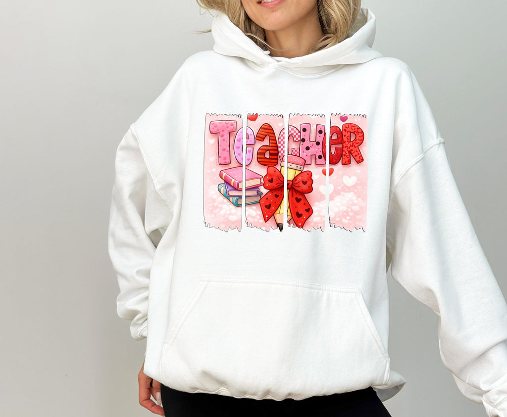 Teacher Heart Crewneck Sweatshirt — Cute Pink Classroom Gift