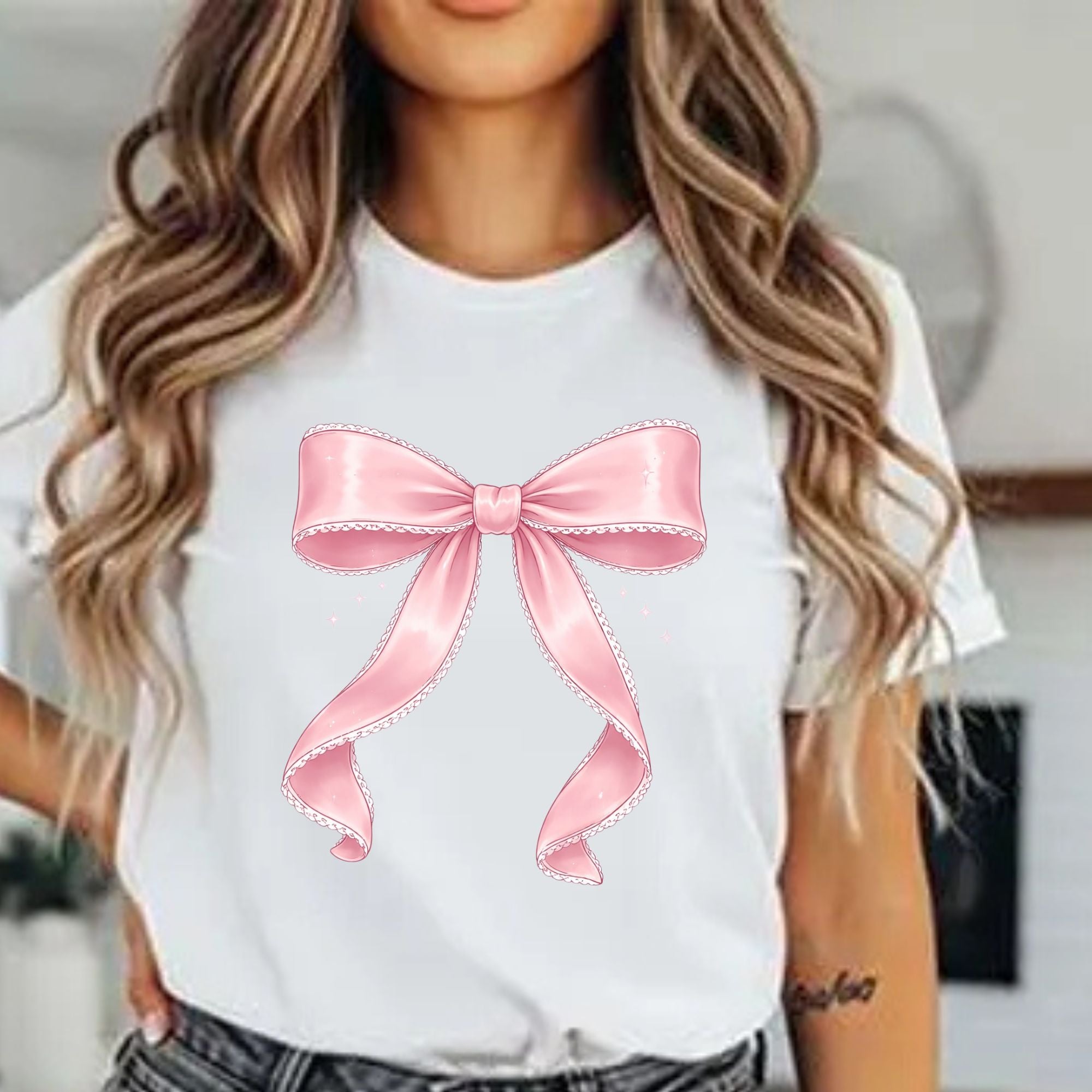 Pink Ribbon Bow T-Shirt — Cute Pastel Gift-Ready Top