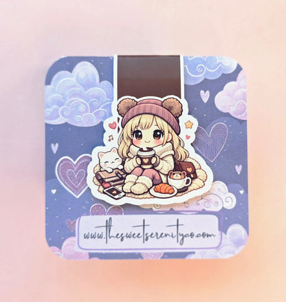 Little Girl & Coffee Magnetic Bookmark