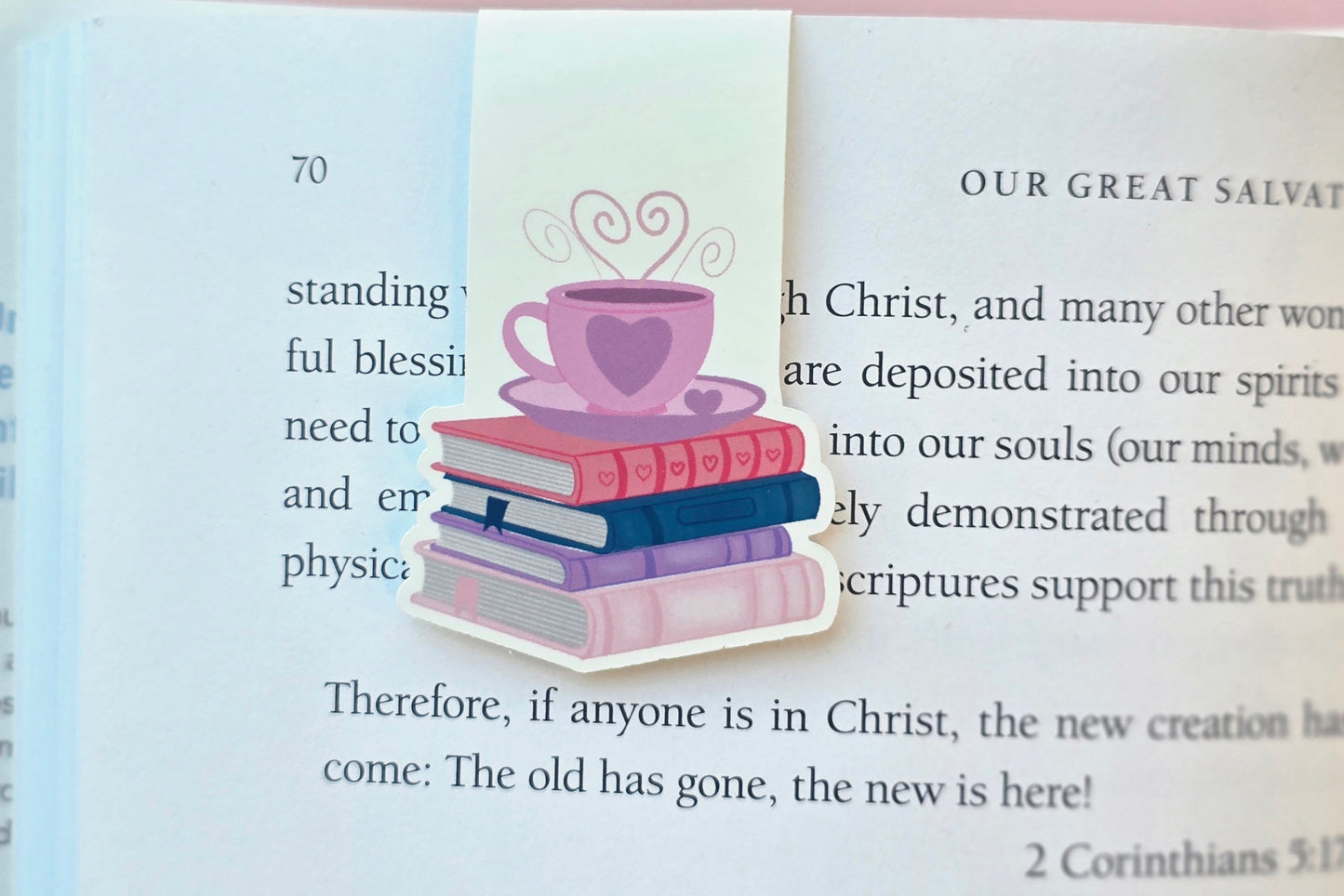 Book stack with coffee Magnetic Bookmark