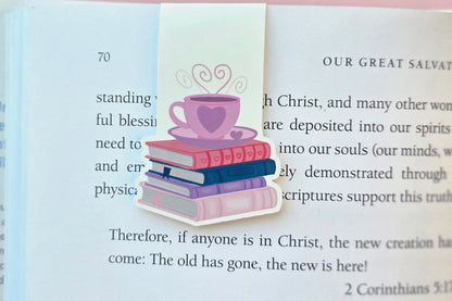 Book stack with coffee Magnetic Bookmark