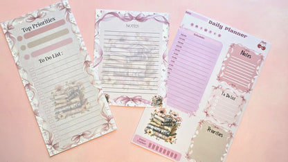Pink Bows & Books Note Pad 4.25 x 5