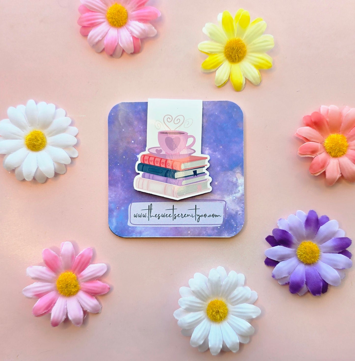 Book stack with coffee Magnetic Bookmark