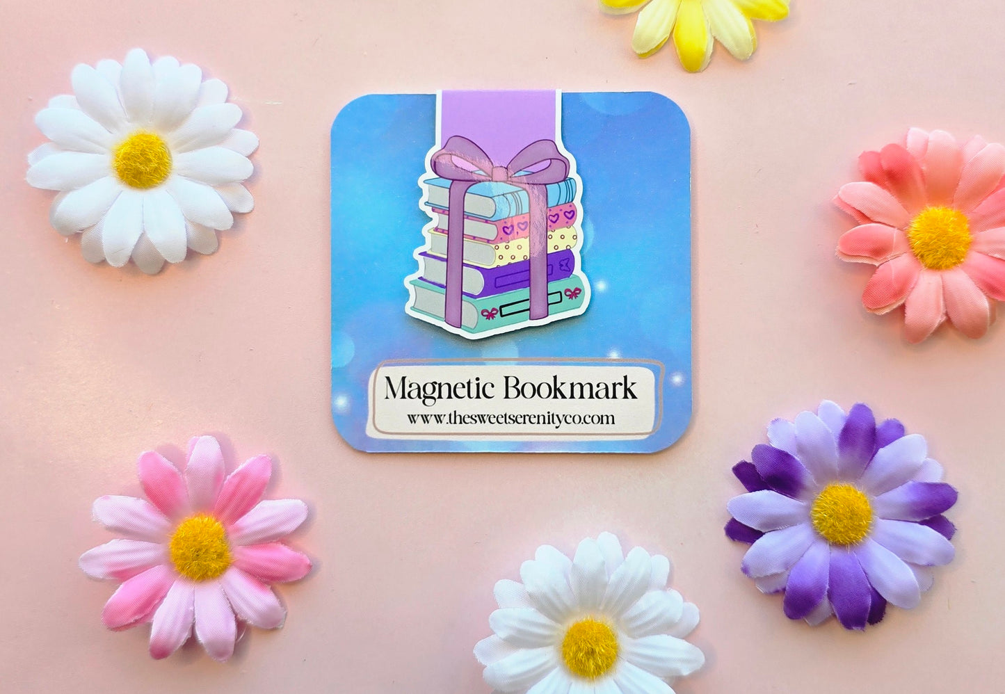 Book stack with coquette bow Magnetic Bookmark