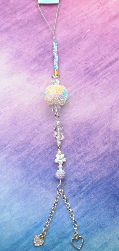 Pastel Flower Ball Phone Charm Strap