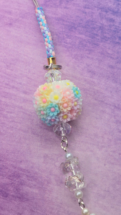 Pastel Flower Ball Phone Charm Strap