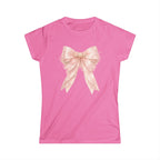 Women's Pink Satin Bow Tee — Elegant Gift Shirt for Brides, Mother's Day & Special Occasions