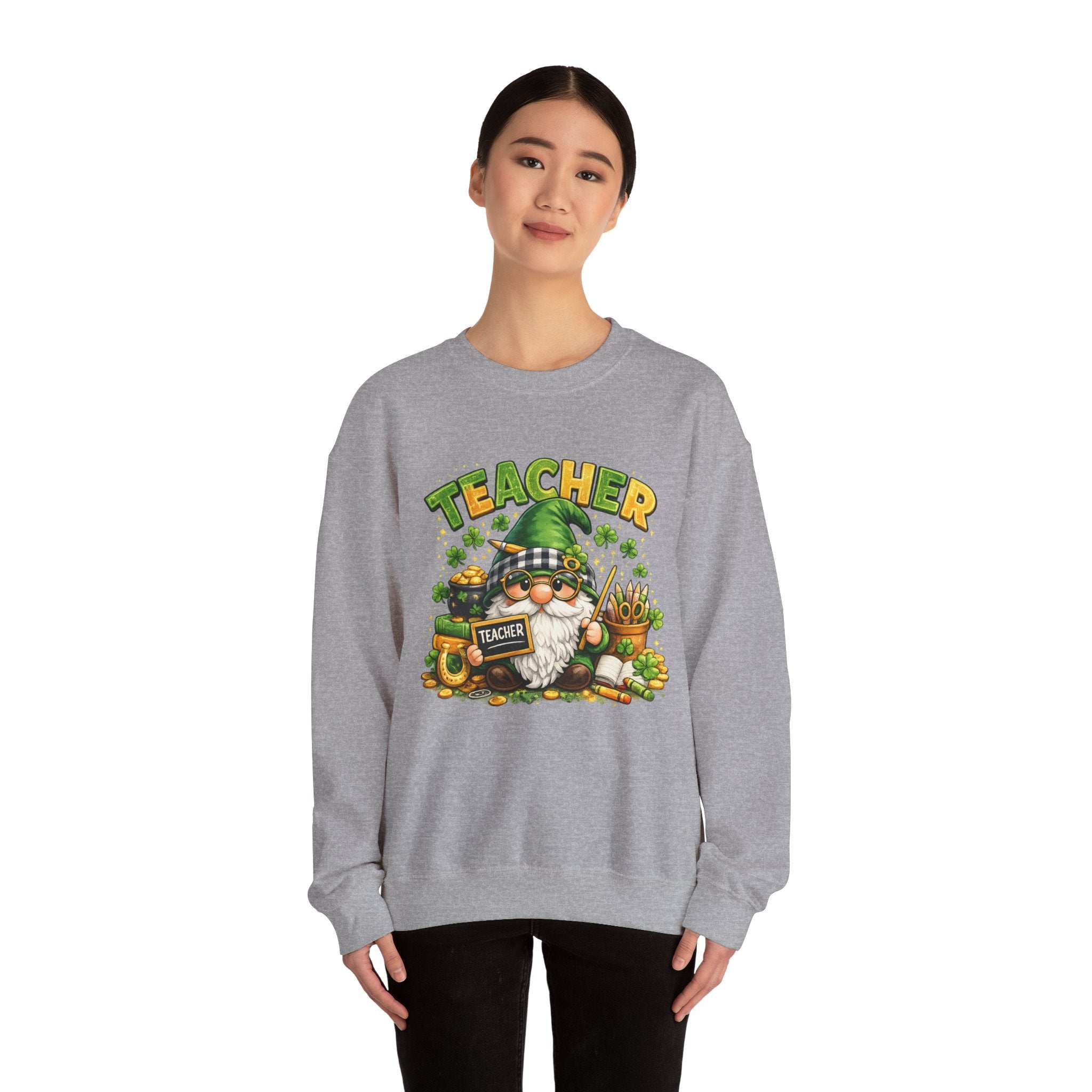 Teacher Gnome St. Patrick’s Day Sweatshirt — Cute Lucky Teacher Crewneck