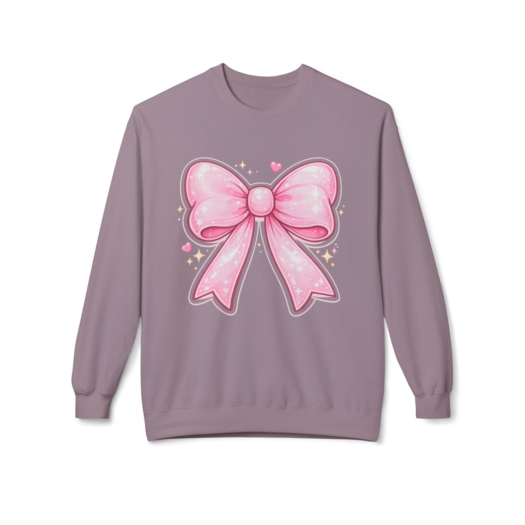 Pink Sparkle Bow Crewneck Sweatshirt