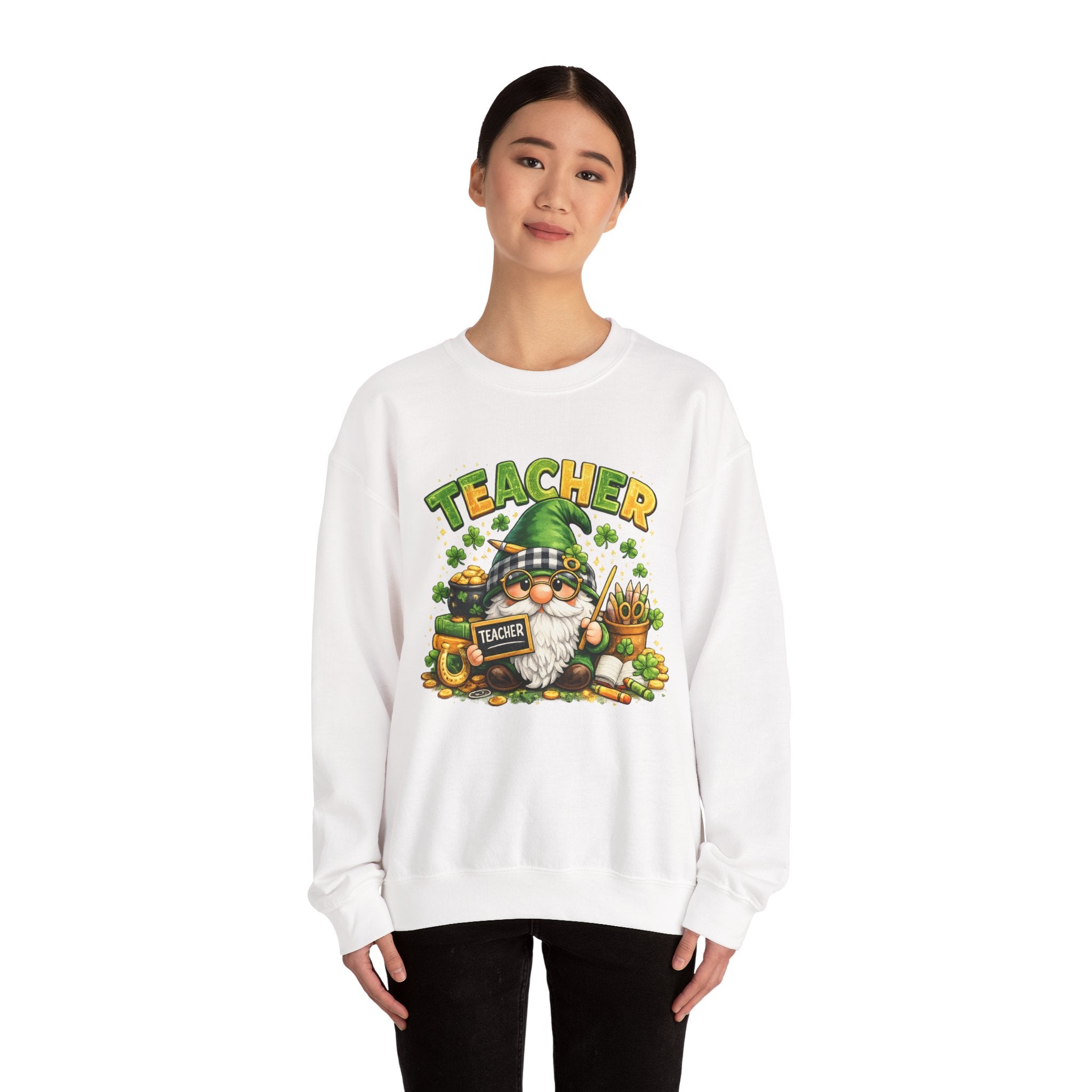 Teacher Gnome St. Patrick’s Day Sweatshirt — Cute Lucky Teacher Crewneck