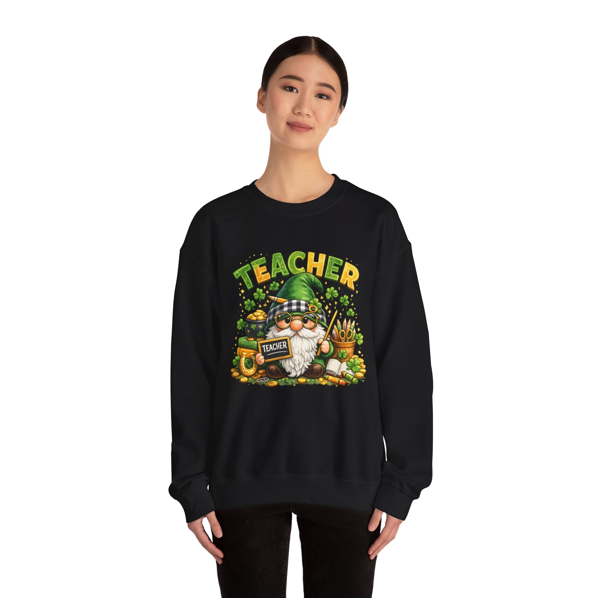 Teacher Gnome St. Patrick’s Day Sweatshirt — Cute Lucky Teacher Crewneck