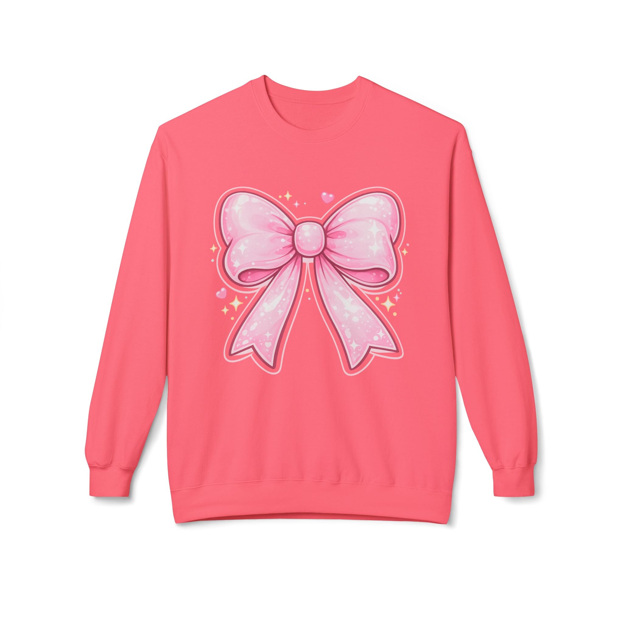 Pink Sparkle Bow Crewneck Sweatshirt