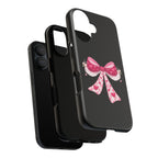 Pink Heart Bow Tough Phone Case — Cute Protective iPhone Cover