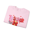 Teacher Heart Graphic Sweatshirt — Cute Books & Bow Design, Perfect for Teacher Gifts
