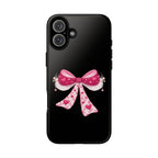 Pink Heart Bow Tough Phone Case — Cute Protective iPhone Cover