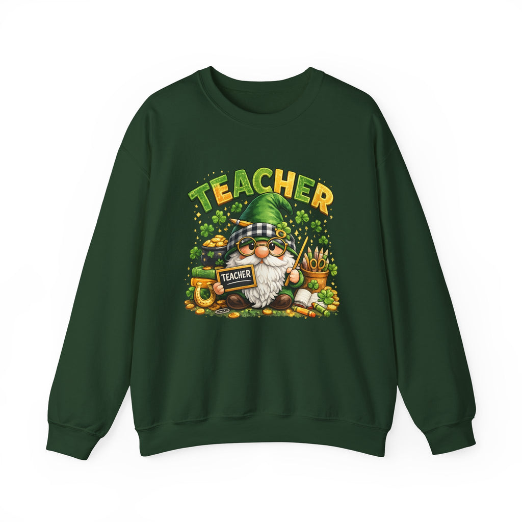 Teacher Gnome St. Patrick’s Day Sweatshirt — Cute Lucky Teacher Crewneck