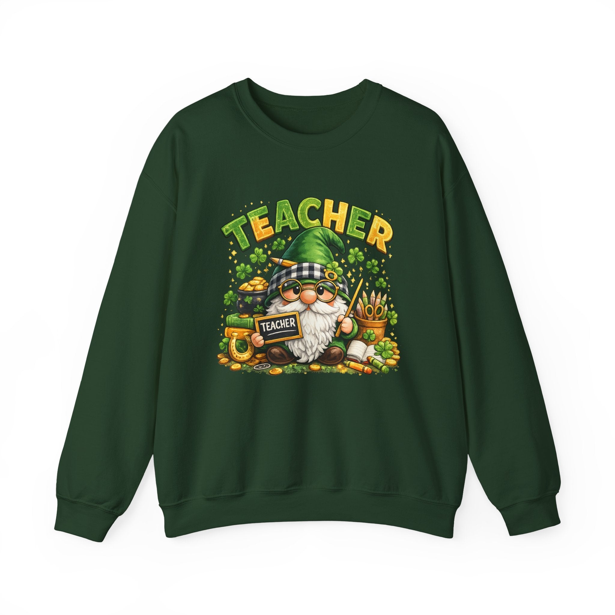 Teacher Gnome St. Patrick’s Day Sweatshirt — Cute Lucky Teacher Crewneck