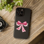 Pink Heart Bow Tough Phone Case — Cute Protective iPhone Cover