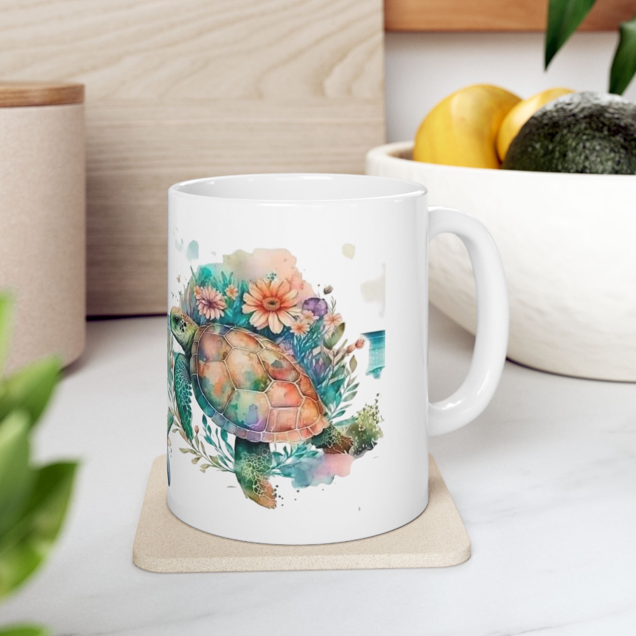 Beach Turtle Ceramic Mug — "Life Is Better at the Beach" Ocean Coffee Cup (11oz/15oz)