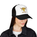 Mama Floral Bull Skull Embroidered Trucker Hat