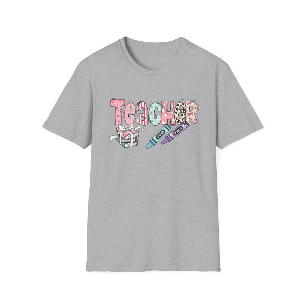 Teacher Crayon Graphic T-Shirt — Cute School Staff Gift