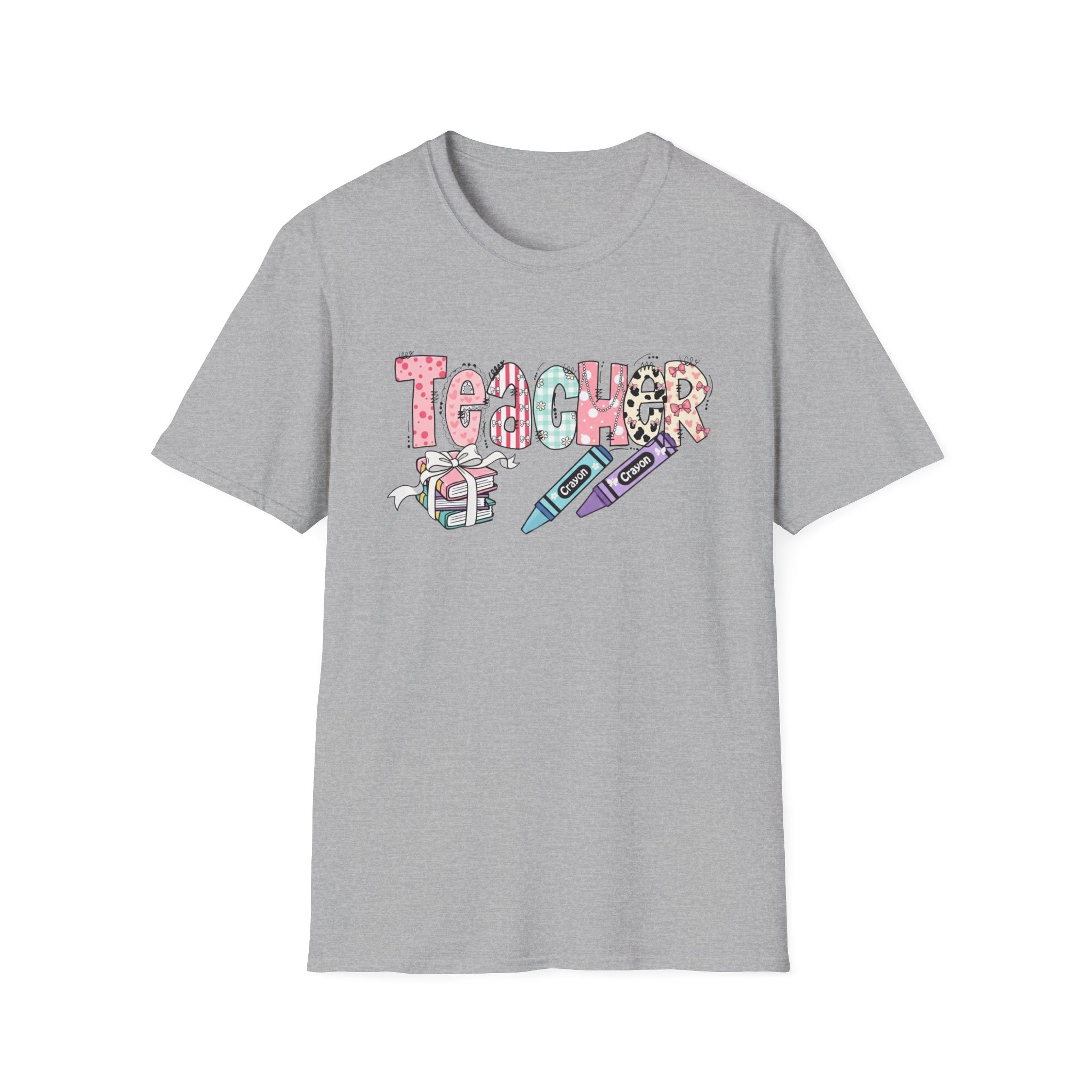 Teacher Crayon Graphic T-Shirt — Cute School Staff Gift