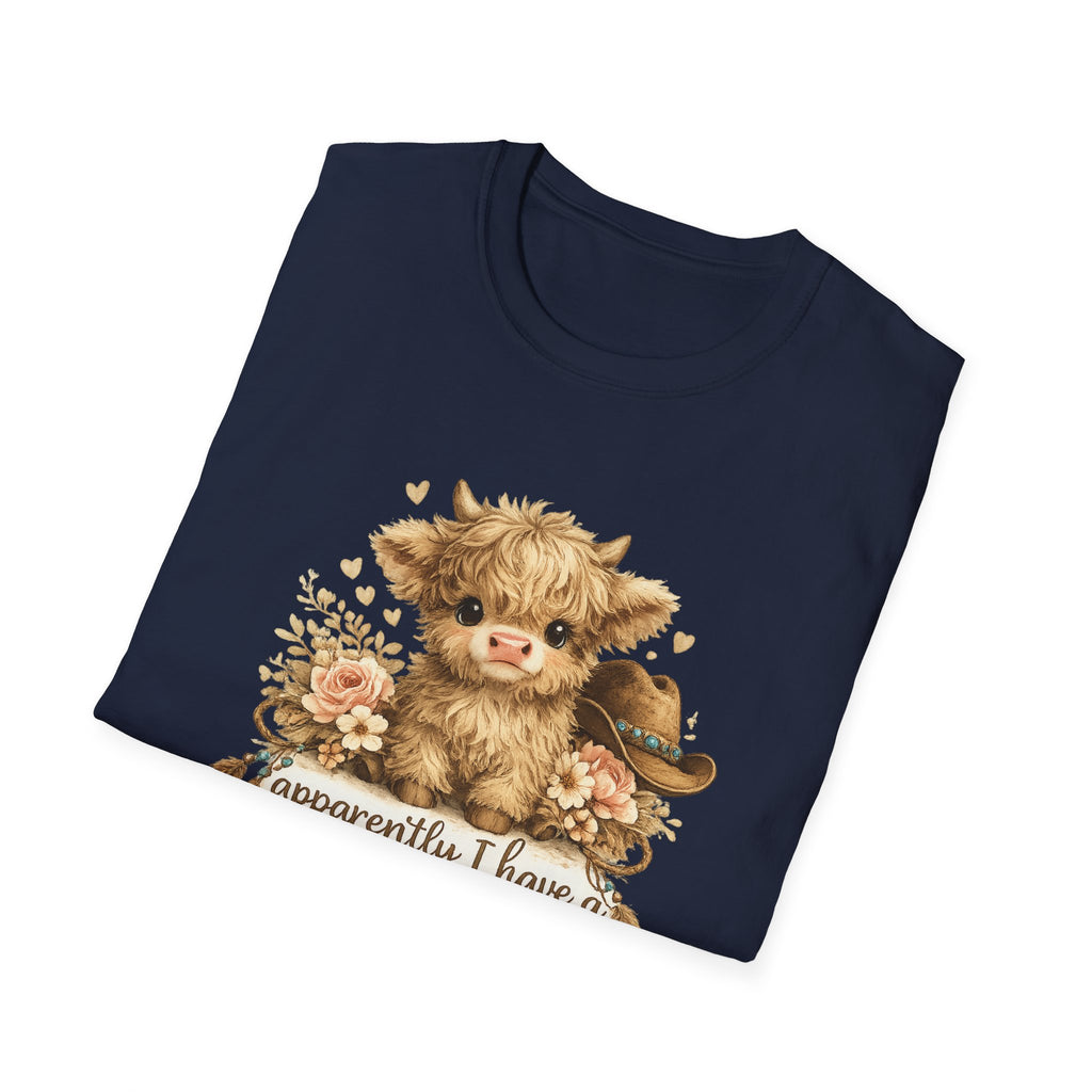 Cute Highland Cow T-Shirt — "Apparently I Have An Attitude" Graphic Tee