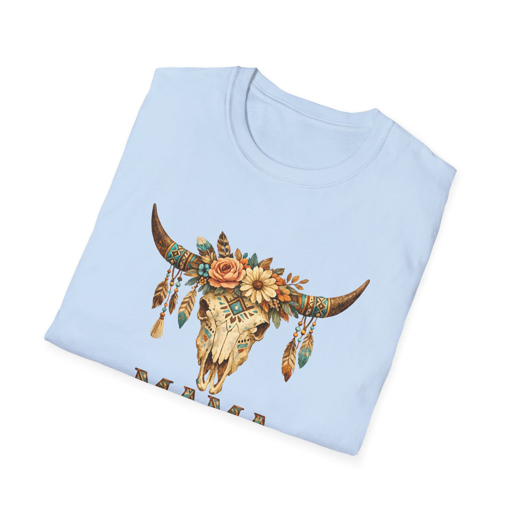 Mama Floral Bull Skull T-Shirt — Boho Western Mother's Day Tee