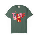 Teacher Heart Graphic T-Shirt — Cute Book & Pencil Gift Tee for Educators