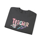 Teacher Floral Crewneck Sweatshirt — Pastel Pencil & Apple Design