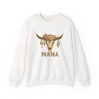 Mama Floral Cow Skull Sweatshirt — Boho Western Mother's Day Crewneck