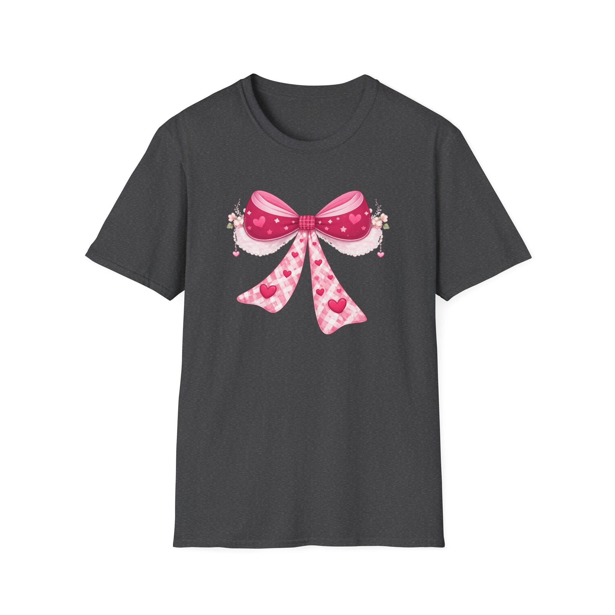 Pink Valentine Bow T-Shirt — Cute Heart Ribbon Graphic Tee